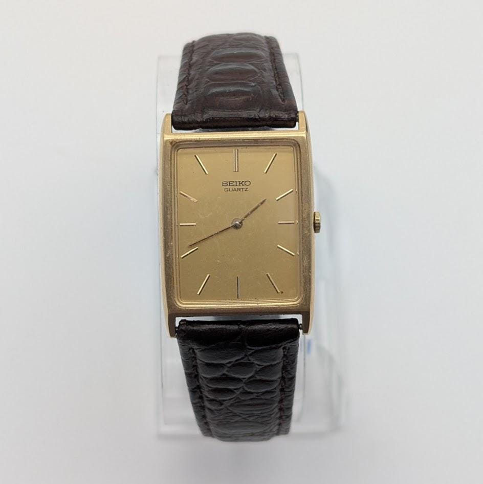 Vintage Seiko Tank Watch 7430-5560 24.5mm Gold Tone Quartz New