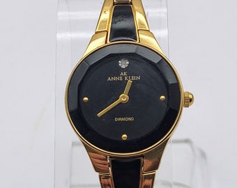 Anne Klein Diamond Gold / Black Tone Ladies Watch - Running