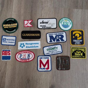 Lot of 15 Vintage Company Logo Patches Iron On Sew On Advertising Uniform Patches