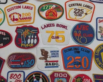 Lote de parches de bolos antiguos: Premios, ligas y clubes variados (25 unidades)