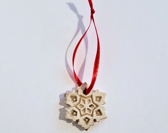 Little White Ceramic Snowflake | Handmade Ceramic Raku Ornament | Beautifully Embossed | Missouri Made | Handmade Christmas Gift