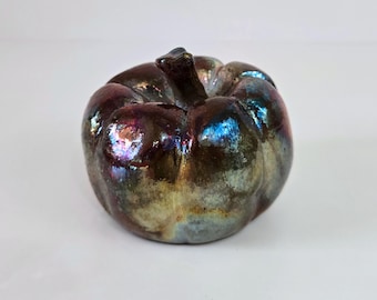 Metallic Raku Ceramic Pumpkin - Small - Handmade Pottery - Metallic Finish – Unique, Handmade Fall Décor - FREE SHIPPING