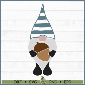 Fall Short Gnome with Acorn SVG File, dxf, eps, png, Autumn Gnome svg, Fall Gnome svg, Silhouette svg, Cricut svg, Cut File, Download
