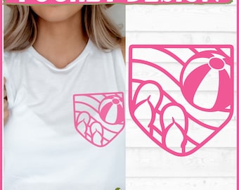 Flip Flops Pocket Design SVG, Shirt Pocket svg, Faux Pocket svg, Pool svg, Summer svg, Beach svg, Mock Pocket svg, Cricut svg, Cut File