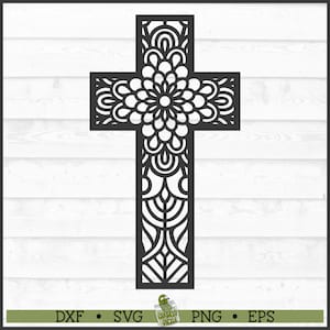 Mandala Cross SVG-bestand, dxf, eps, png, christelijke svg, christelijke kruis svg, mandala christelijke svg, kruis svg, Cricut svg, bestand knippen, downloaden