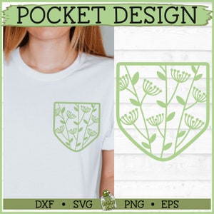 Flowers Pocket Design SVG File 2, dxf, eps, png, Shirt Pocket svg, Faux Pocket svg, Pocket svg, Cricut svg, Cut File, Download