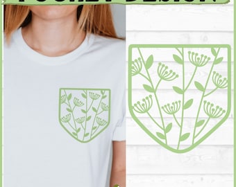 Flowers Pocket SVG File, Faux Pocket svg, Fake pocket svg, Shirt Pocket Design, Cricut svg, Silhouette svg, Cutting File (Digital Download)