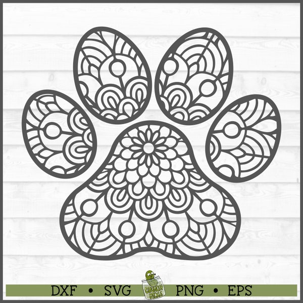 Mandala Paw Print SVG File, dxf, eps, png, Dog Mom svg, Cat Mom svg, Mandala svg, Silhouette svg, Cricut svg, Cutting File, Digital Download