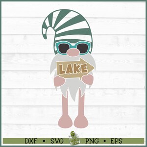 Gnome With Lake Sign SVG-bestand, dxf, eps, png, Lake Gnome svg, zomerkabouter svg, kabouter svg, silhouet svg, Cricut svg, gesneden bestand, digitaal