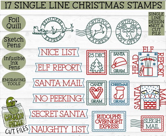 Download 17 Foil Quill Christmas Stamps Single Line Svg File Design Etsy