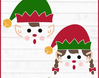 Christmas Faces Elf SVG File, dxf, eps, png, Elves svg, Girl Elf svg, Boy Elf svg, Christmas svg, Cricut svg, Cut File, Download