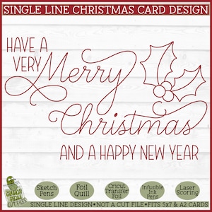Foil Quill Weihnachtskarte SVG, Single Line svg, Foil Quill svg, Christmas Sketch svg, Foil Quill Design, Laser Scoring svg, Cricut Draw svg