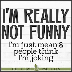 I&#39;m Not Funny SVG File, dxf, eps, png, Snarky svg, Sarcastic svg, Funny svg, Silhouette svg, I&#39;m Mean svg, Cricut svg, Cut File, Download