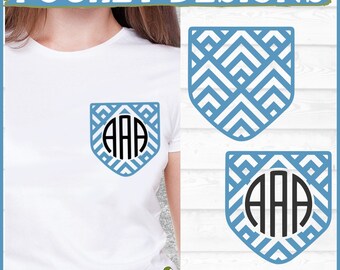 Chevron Monogram Pocket Design SVG File 3, png, Shirt Pocket svg, Pocket svg, Faux Pocket svg, Monogram Pocket svg, Cut File, Download