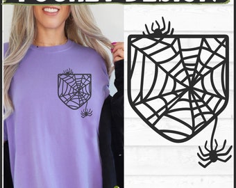 Diseño de bolsillo de araña SVG, bolsillo de camisa SVG, bolsillo de camiseta SVG, bolsillo de Halloween SVG, bolsillo falso SVG, bolsillo simulado SVG, Cricut SVG, archivo de corte