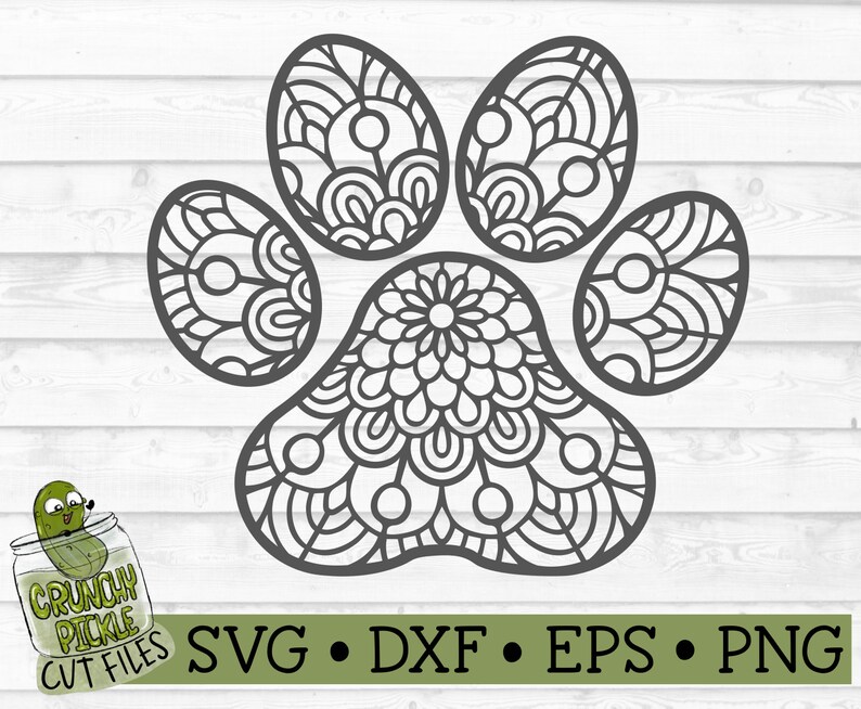 Download Mandala Paw Print SVG Cut File dxf eps png Dog Mom Cat | Etsy