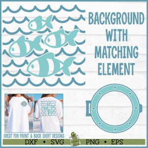 Vis golven SVG-bestand SVG-bestanden, eps, png, vis svg, voor- en achterkant svg, strand svg, voor- en achterkant svg, Cricut svg, bestand knippen, downloaden