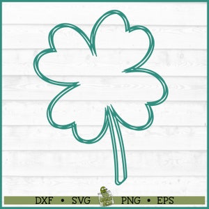 Archivo SVG de garabatos de trébol de 4 hojas, día de San Patricio svg, dxf, eps, png, trébol svg, trébol de 4 hojas svg, Cricut svg, archivo de corte, descarga
