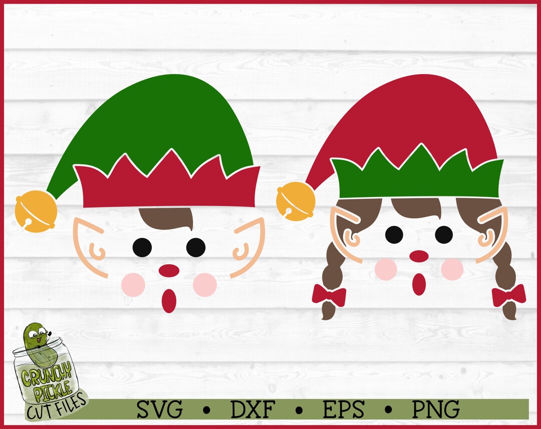 Christmas Faces Elf SVG File, Dxf, Eps, Png, Holiday, Elves, Girl Elf