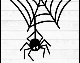 Hanging Spider SVG File, dxf, eps, png, Halloween svg, Spiderweb svg, Spider Web svg, Silhouette svg, Cricut svg, Cut File, Digital Download