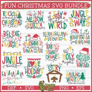 Pakiet Fun Christmas SVG, dxf, eps, png, pliki svg świąteczne, cytaty świąteczne svg, kolędy svg, Cricut svg, plik do cięcia, pobierz