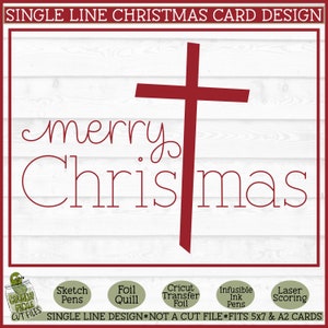 Cross Single Line Christmas Card SVG File, Single Line svg, Cricut Draw svg, Foil Quill Design, Foil Quill svg, Laser Scoring svg, Download