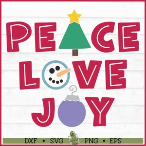 Archivo SVG de paz, amor y alegría navideña (dxf, eps, png), palabras navideñas (svg), citas festivas (svg), silueta (svg), Cricut (svg), archivo de corte, descarga