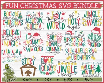 Fun Christmas SVG Bundle, dxf, eps, png, Christmas svg files, Christmas Quote svg, Christmas Song svg, Cricut svg, Cut File, Download