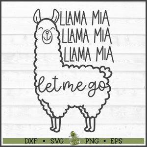Lama Mia SVG, dxf, eps, png, Lama svg, svg pour enfants, pyjama svg, svg drôle, svg Cricut, svg Silhouette, couper fichier, téléchargement numérique