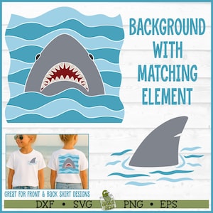 Shark kaken en vin SVG-bestand SVG-bestanden, eps, png, haai svg, voor- en achterkant svg, strand svg, voor- en achterkant svg, Cricut svg, bestand knippen, downloaden