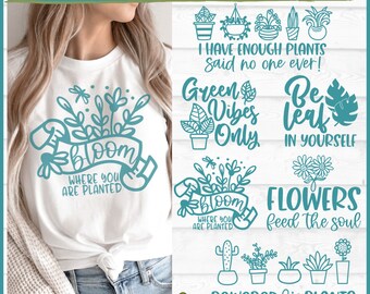 Plants Mini SVG Bundle, dxf, eps, png, Plant mom svg, Plant Lady svg, Succulent svg, House Plants svg, Flowers svg, Cricut svg, Cut File