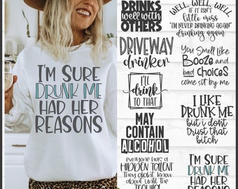 Boozy Sayings SVG Bundle, dxf, eps, png, Alcohol svg bundle, Drinking svg bundle, Drunk svg, Booze svg, Cutting Files, Download