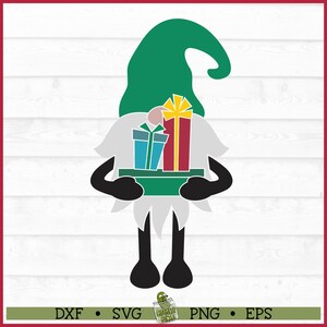 Christmas Gnome with Gifts SVG File, dxf, eps, png, Christmas Gnome svg, Gnome svg, Christmas svg, Silhouette svg, Cricut svg, Cut File