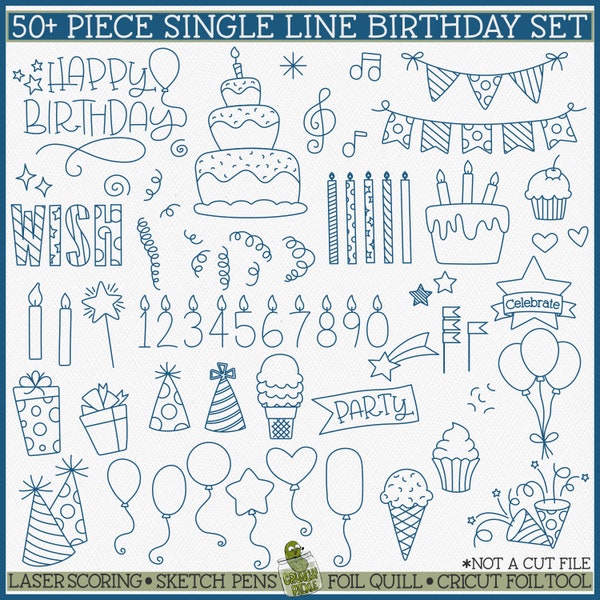 Folienquill Geburtstag 50 Stück SVG Bundle, Single Line SVG, Folienquill SVG, Folienquill Design, Lasergravur SVG, Cricut Draw SVG, Download