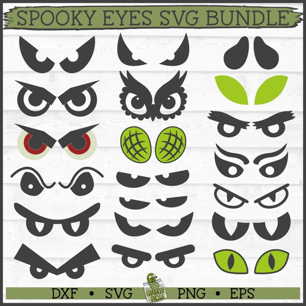 Spooky Eyes Halloween SVG File Bundle, dxf, eps, png, Fall, Autumn, Halloween, Jack O Lantern, Silhouette Cameo, Cricut, Digital Download