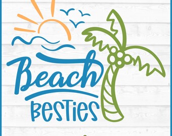 Archivo SVG de mejores amigas en la playa, dxf, eps, png, viaje de chicas, playa, mejores amigas, vacaciones, silueta, Cricut, cortar, descargar