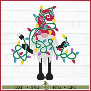 Christmas Gnome with Lights SVG File, dxf, eps, png, Christmas Gnome svg, Gnome svg, Christmas svg, Silhouette svg, Cricut svg, Cut File