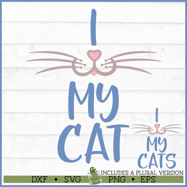 I Heart My Cat SVG File, dxf, eps, png, Cats svg, Cat Mom svg, Cat Rescue svg, Silhouette svg, Cricut svg, Cutting File, Digital Download