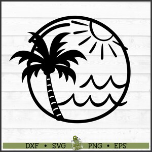Beach Frame Circle Palm Tree SVG File, dxf, eps, png, Beach svg, Palm Tree svg, Summer svg, Beachy svg, Cricut svg, Cut File, Download