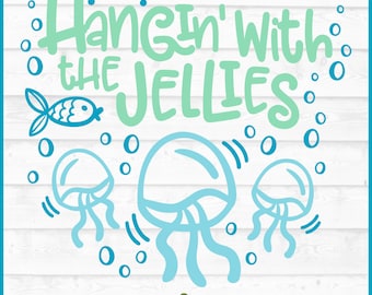 Archivo SVG &quot;Pasando el rato con las medusas&quot;, dxf, eps, png, medusas SVG, verano SVG, playa SVG, divertido SVG, archivo de corte, Cricut SVG, descarga digital