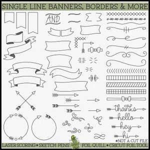 Foil Quill Banners, Borders & mehr SVG, Single Line svg, Foil Quill svg, Foil Quill Design, Laser Engraving svg, Cricut Draw svg, Download