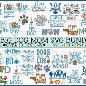 Hond moeder grote SVG-bestand bundel, dxf, eps, png, hond moeder svg, hond svg, hond vader svg, silhouet svg, Cricut svg, bestand knippen, digitale download