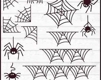 Spiders SVG File, dxf, eps, png, Halloween svg, Spiderweb svg, Spider Web svg, Silhouette svg, Cricut svg, Cut File, Download