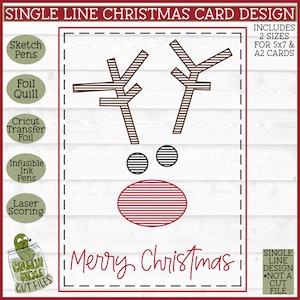 Rentier Quill Weihnachtskarte SVG-Datei, Single Line svg, Cricut Draw svg, Foil Quill Design, Foil Quill svg, Laser Scoring svg