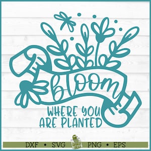 Blüte, wo du gepflanzt bist SVG-Datei, dxf, eps, png, Pflanze Mutter svg, Pflanzendame svg, Garten svg, Grüner Daumen svg, Cricut svg, Schnittdatei