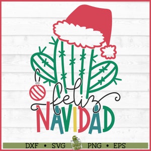 Feliz Navidad Christmas SVG-bestand, dxf, eps, png, Feliz Navidad svg, kerstlied svg, kerstcactus svg, Cricut svg, gesneden bestand
