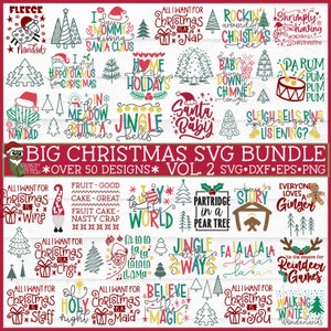 Big Christmas SVG Bundle VOL 2, dxf, eps, png, Holiday svg bundle, Christmas svg, Cricut svg, Silhouette svg, Cut File, Digital Download