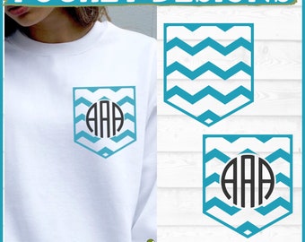 Chevron Monogram Pocket Design SVG File, png, Shirt Pocket svg, Monogram svg, Faux Pocket svg, Cricut svg, Cut File, Download