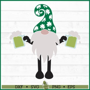 Dia de São Patrício Gnomo com Canecas de Cerveja Arquivo SVG, dxf, eps, png, Dia de São Patrício svg, Gnome svg, Cricut svg, Silhouette svg, Arquivo de Corte, Baixar