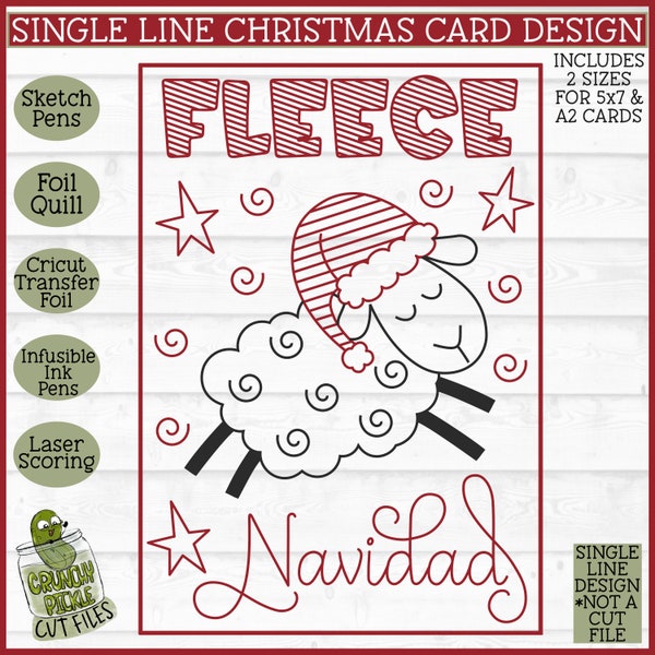 Fleece Navidad Foil Quill Christmas Card SVG File, Single Line svg, Cricut Draw svg, Foil Quill Design, Foil Quill svg, Laser Score svg